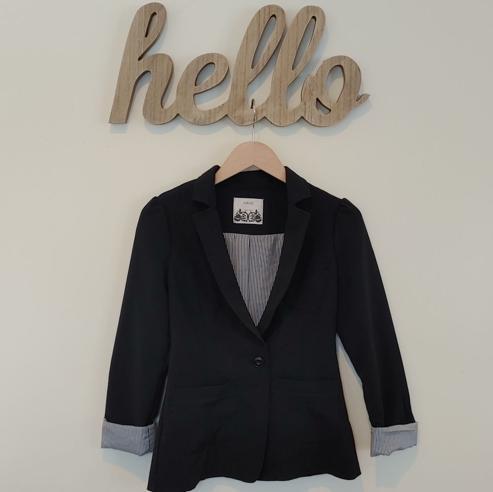 Black One Button Blazer (S) - Picture 1 of 6